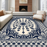 Traditional Lattice Design with Intricate Interwoven Floral and Leaf (Blue)