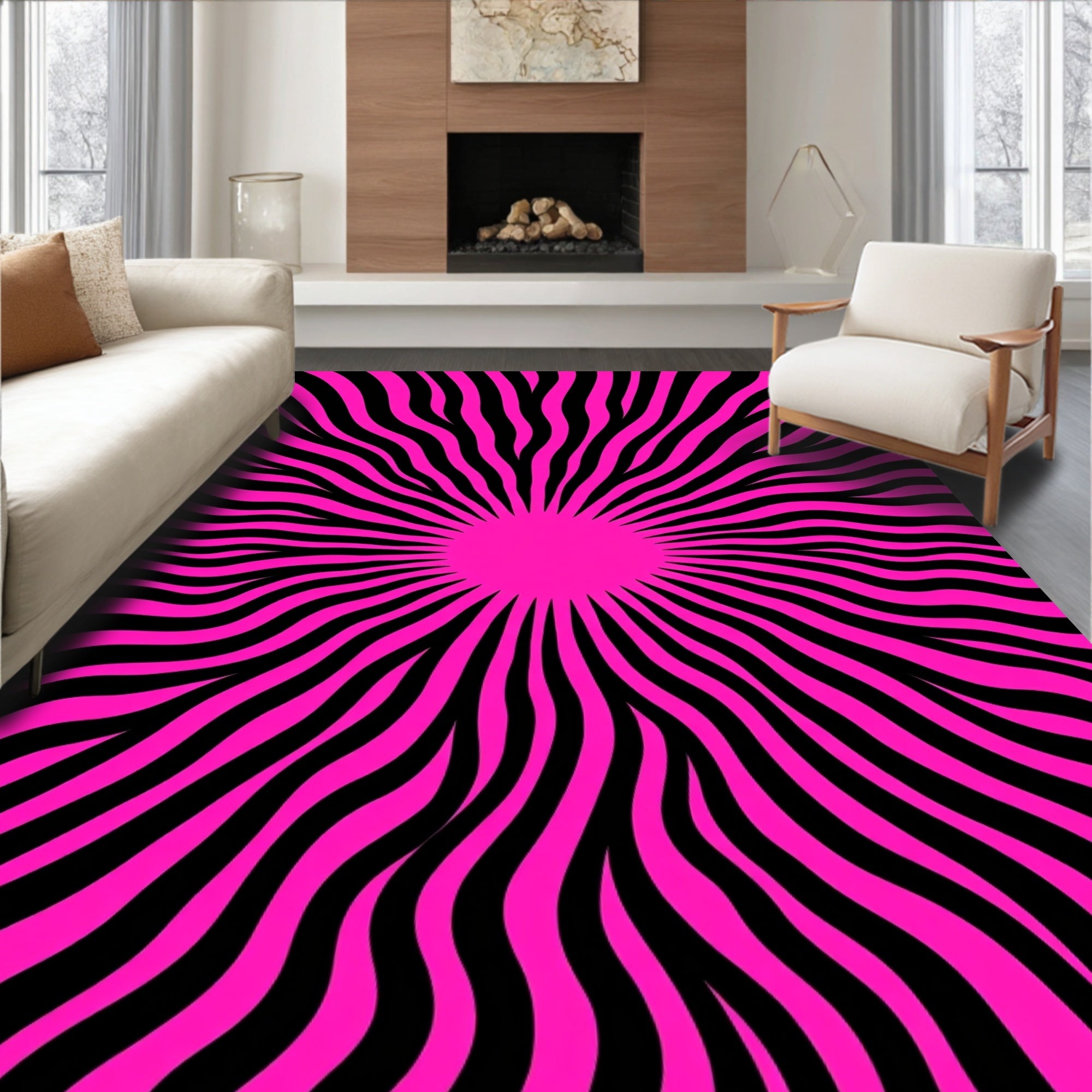 Whimsical Starburst Swirl Modern Artistic Design (Black) - ODIKA