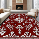 Elegant Winter Holiday Damask Featuring Frosted Laurel and Berry(Red)