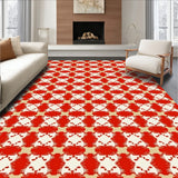 Harvest Plaid Checkered Interlocking Autumn Tartan Design(Red)