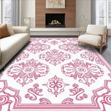 Classic Scrollwork Damask with Ornate Flourishes (Pink)