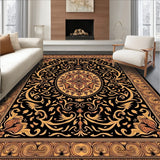 Autumn Paisley Damask with Ornate Botanical Scrollwork(Black)
