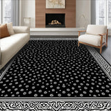 Artisan Interlocking Mosaic with Flourishing Botanical Arabesque(Black)
