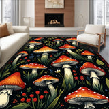 Ultra Soft Area Rug, Non Slip, Stain Resistant, Washable Area Rugs for Living Room, Bedroom, Witchy Black Mushroom Kitchen Runner Rug(Red)