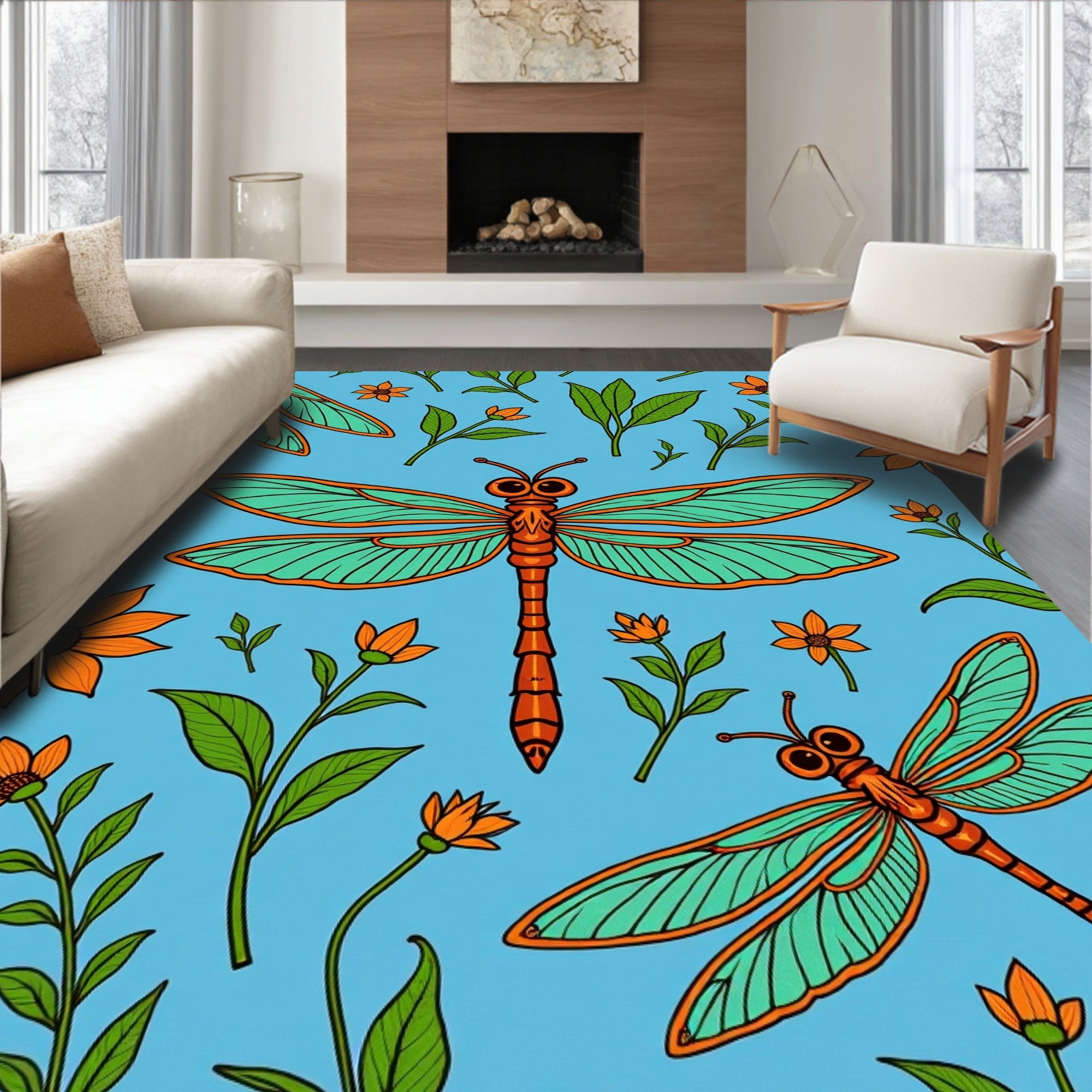 Dragonfly Meadow with Delicate Wing Details (Blue) - ODIKA