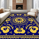 Sunburst Filigree Motif Featuring Whimsical Arabesque and Interlocking Shapes(Blue)