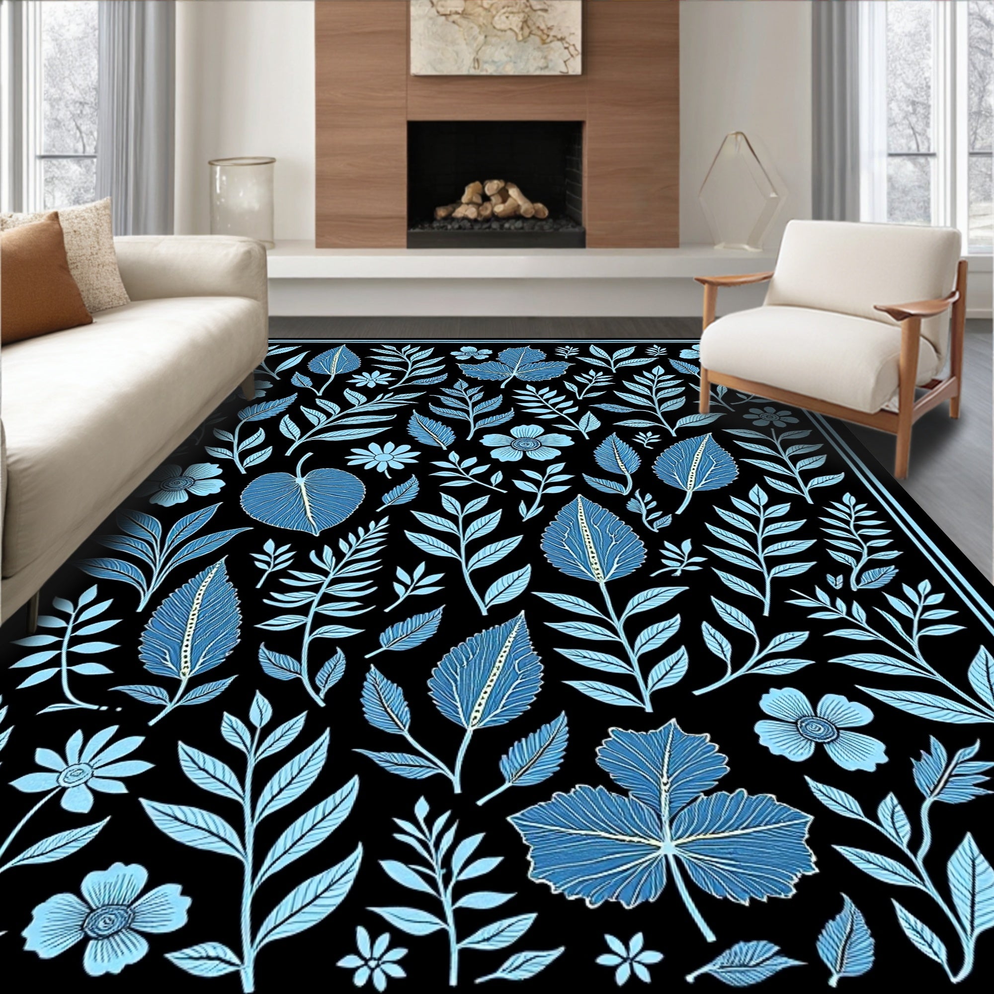 Verdant Wilderness Symphony Adorned Natural Artistic Motifs (Black) - ODIKA