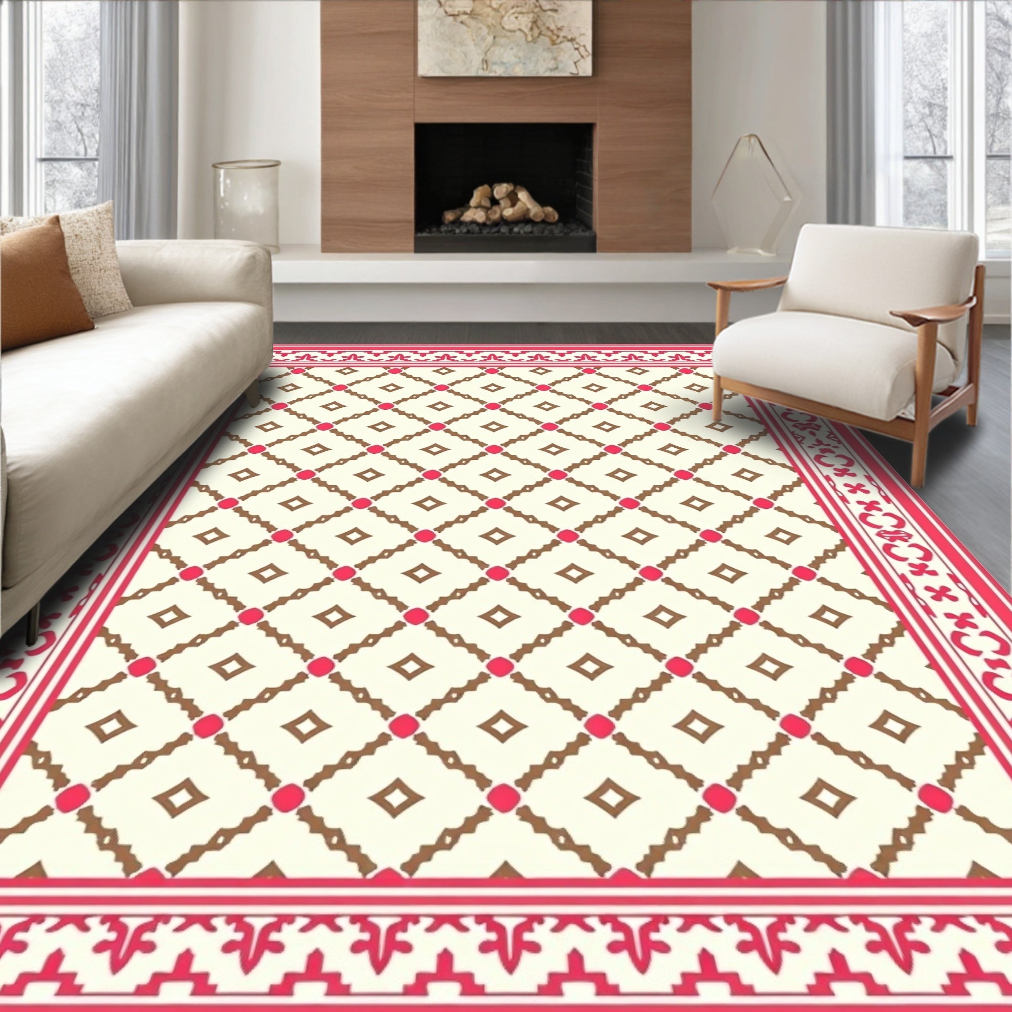 Interlocking Lattice With Trellis Motif (Pink) - ODIKA