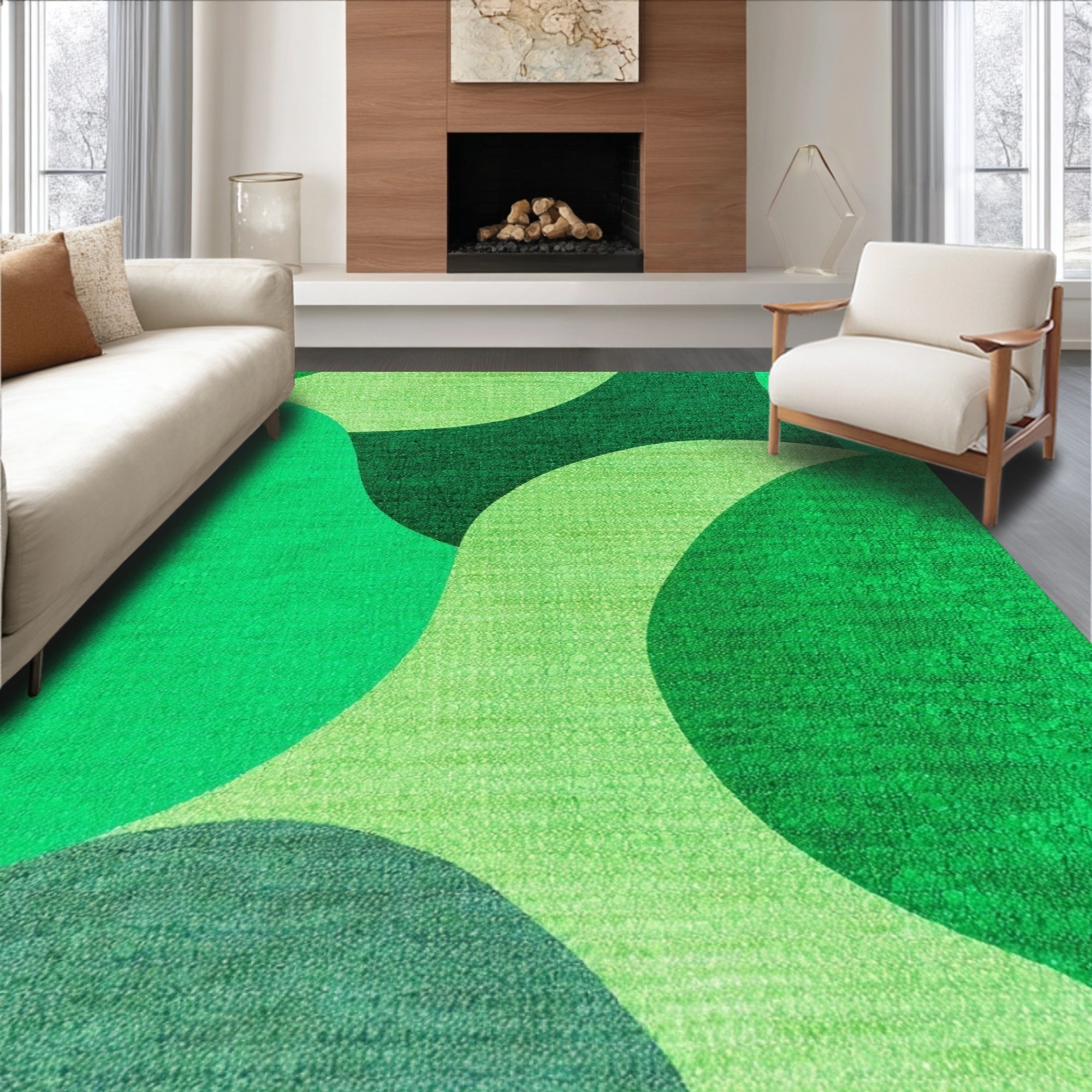 Ultra Soft Area Rug, Non Slip, Stain Resistant, Washable Area Rugs for Living Room, Bedroom, Irregular Shape Entryway Pet-Friendly Carpet(Green)