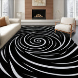 Abstract Swirl Spiral Design Pet Friendly Floor(Black)