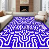 Retro Optical Maze with Playful Interlocking Tiles (Blue)