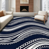 Abstract Waves and Dots with Interlocking Motifs(Blue)