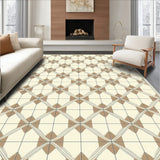Dune Mosaic Area Featuring Symmetrical Geometric Tilework(Beige)