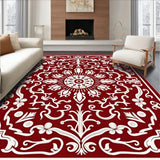 Contemporary Floral Medallion with Swirling Petals and Delicate Vines(Red)