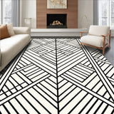 Pinstripe Maze Motif with Interlocking Chevron Bands(Black)