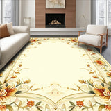 Modern Curved Lines Natural Look Beige Area(Beige)