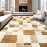 Contemporary Mid Century Area Featuring Checkered Geometric Motifs(Beige)
