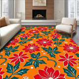 Poinsettia Bloom Elegance with Twisting Holly and Subtle Snowflake Overlay(Orange)