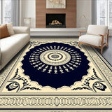Ornate Medallion Motif with Intricate Border Framework Design(Navy)