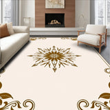 Modern Blossom Medallion with Flowing Petal Scrollwork Motifs(Beige)