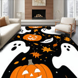 Spooky Ghosts Welcome Area Rug Set for Autumn Halloween Decor(Black)