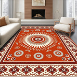 Sunburst Medallion Boho Motif with Ornate Festival Detailing(Red)