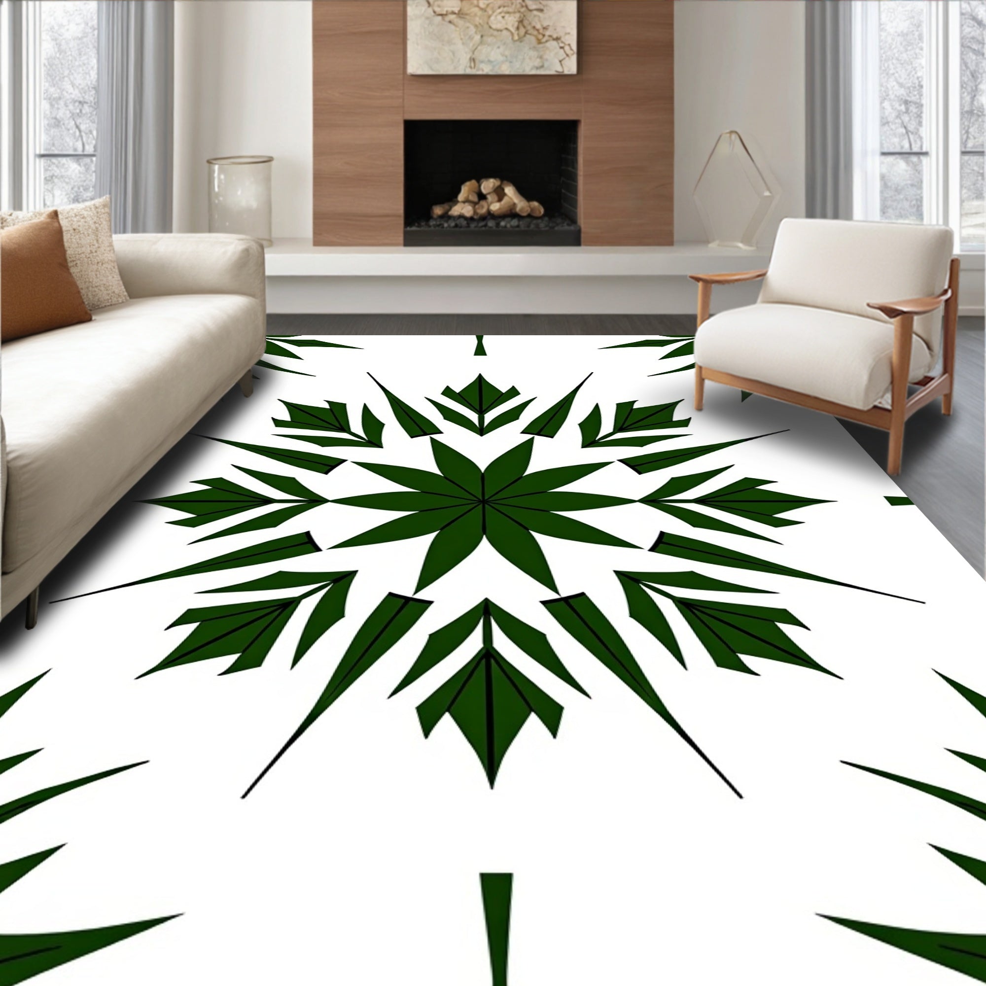 Octagonal Burst Low Pile with Symmetrical Framework (Green) - ODIKA