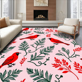 Cardinal Botanical Print with Vine Scroll Accents(Red)