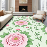 Delicate Peony Blossom Medallion with Swirling Vine Motifs (Pink)