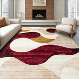 Artistic Swirl Area in Deep Burgundy and Warm Beige Tones(Beige)