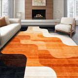 Copper Black Burnt Orange Abstract Indoor Floor(Beige)