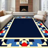 Modernist Border Stripe with Interlocking Mosaic(Navy)