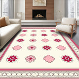 Quatrefoil Motif with Edge Design Floor Cover(Pink)