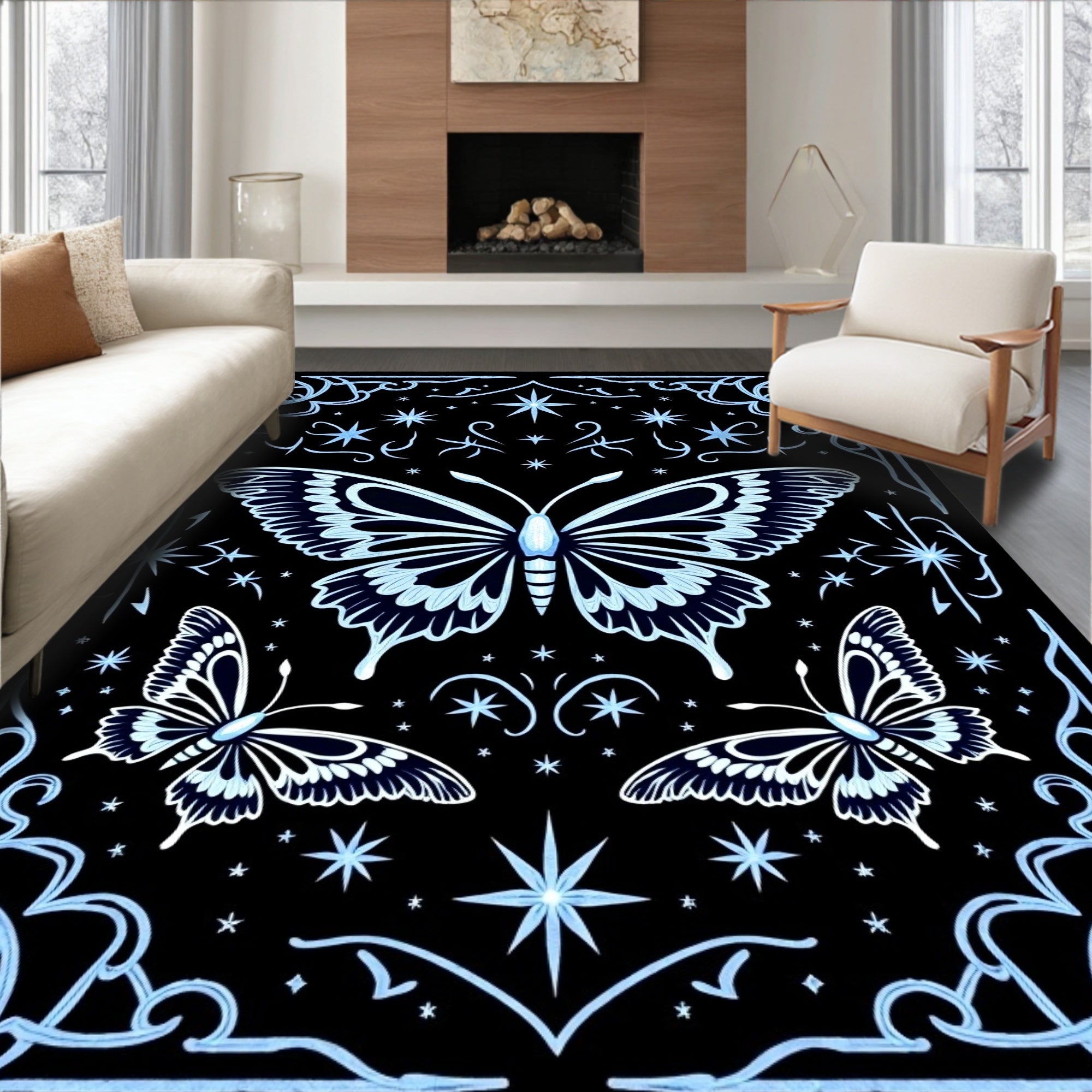 Mystical Moth Wings with Celestial Stars Design (Black) - ODIKA