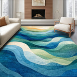Ocean Waves Area Abstract Coastal Design(Blue)