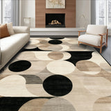 Barista Collection Modern Abstract Circles Geometric Area Beige Black(Beige)