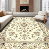 Elegant Micro Loop Beige Ivory Area with Classic Medallion Art(Beige)