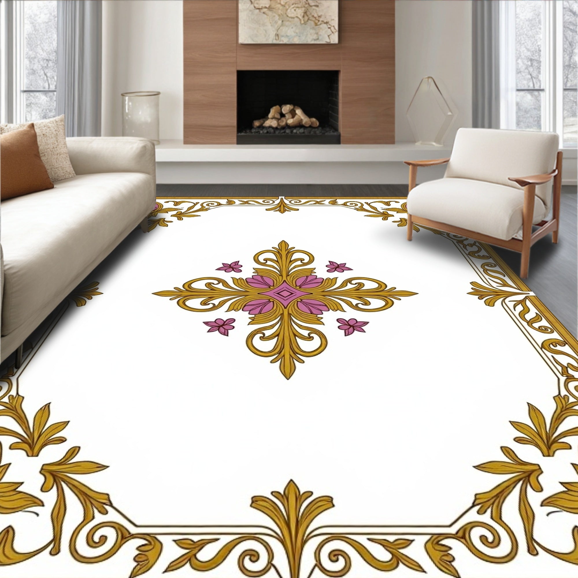 Damask Tapestry with Classical European Ornamental (Gold) - ODIKA
