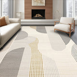 Linear Ripple Beige Grey Runner Area Modern Wavy Striped(Beige)