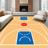 Basketball Court Wood Floor Blue Key White Lines Red Circle(Beige)