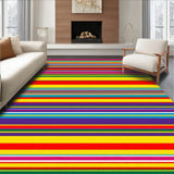 Vibrant Fiesta Stripe Area Rug with Non Slip Backing(Red)