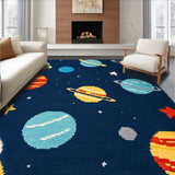 Ultra Soft Area Rug, Non Slip, Stain Resistant, Washable Area Rugs for Living Room, Bedroom, Cute Colorful Space Carpet for Boys Bedroom(Blue)