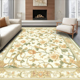 Timeless Anatolia Sage Beige Botanical Scrollwork Floor Covering(Beige)