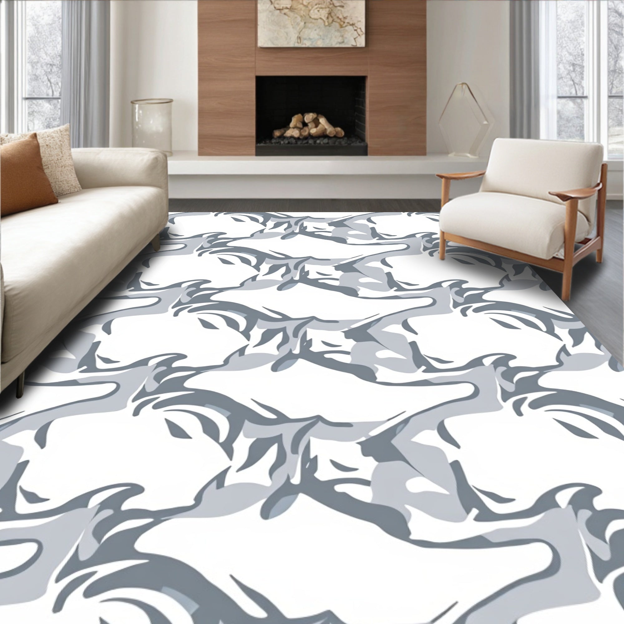 Archway Maze with Sculpted Abstract Waves and Minimalist Curves (Gray) - ODIKA