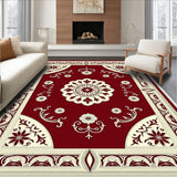 Elegant Floral Medallion Design Featuring Rich Crimson and Cream(Red)