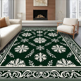 Classic Snowflake Damask with Elegant Winter Botanical Design(Green)