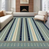 Beige Blue Vintage Stripe Hallway(Blue)