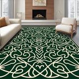 Interlocking Wave Motif with Ornate Scrollwork and Abstract Floral (Green) - ODIKA