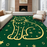 Whimsical Feline Outline with Festooned String Lights and Accents(Green)