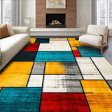 Eclectic Mosaic Patchwork with Distressed Abstract Shapes and Lines(Red)